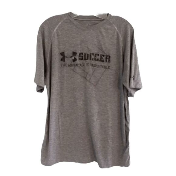 Under Armour Soccer Graphic Tee Heather Gray Knit Crewneck Short Sleeve S - Picture 1 of 4